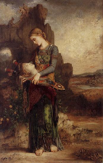 Gustave Moreau Thracian Girl Carrying the Head of Orpheus on His Lyre Sweden oil painting art